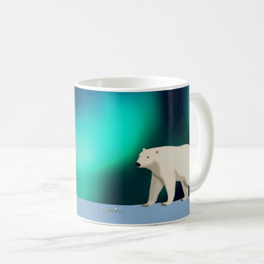 Mug Ours polaire mignon et aurores boréales (Devant droit)