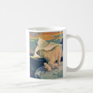 Mug Ours polaires vintage sur un iceberg, animal sauva