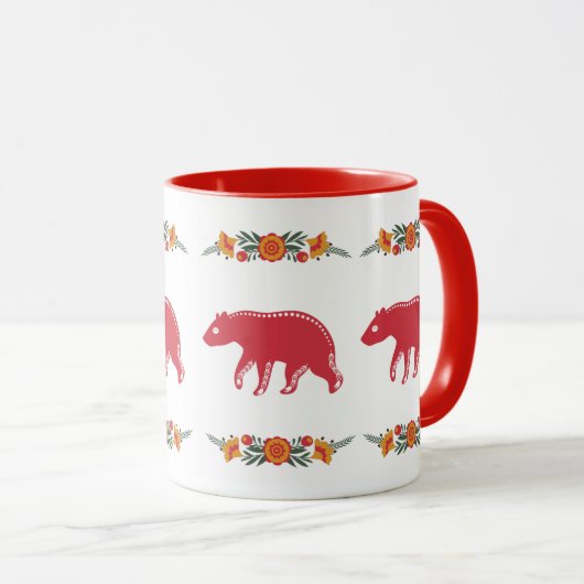 Mug Ours scandinave rouge (Devant droit)