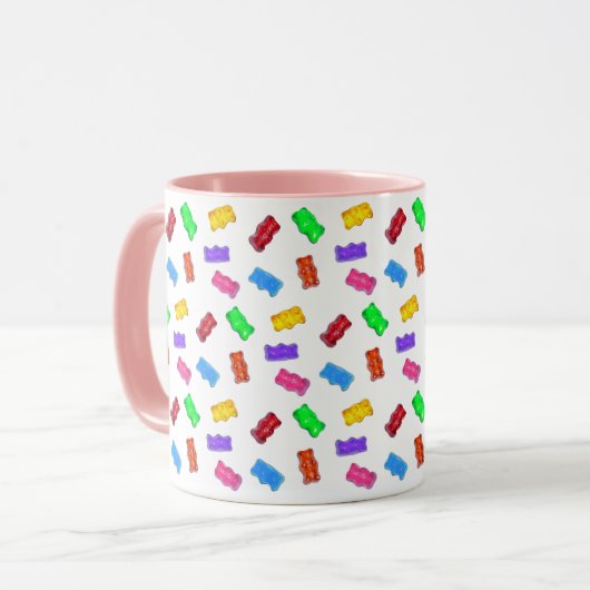 Mug Ours sucrés multicolores sur fond blanc (Devant gauche)