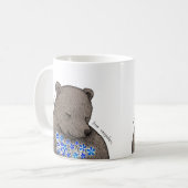 Mug Ours timide et silencieux avec fleurs bleues Amour (Devant gauche)