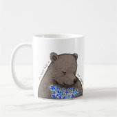 Mug Ours timide et silencieux avec fleurs bleues Amour (Gauche)