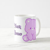 Mug Ourson Mignon Kawaii Assis Violet Pastel (Devant droit)