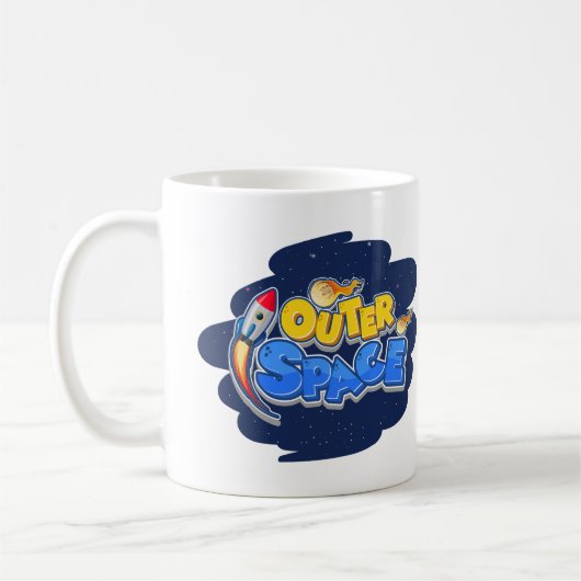 Mug Outer Space Rocket Cartoon Design (Gauche)