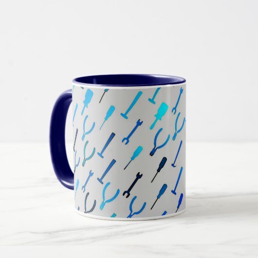 Mug Outils de bricoleur, sur le gris argenté (Devant gauche)
