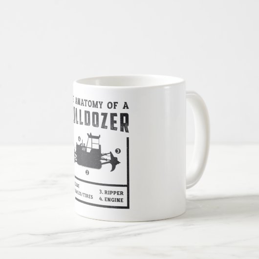 Mug Ouvrier De Construction L'Anatomie D'Un Bulldozer (Devant droit)