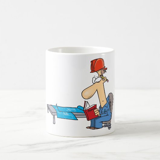 Mug Ouvrier de construction lisant un manuel