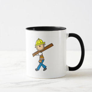 Mug Ouvrier du bâtiment avec du bois de charpente