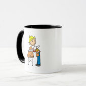 Mug Ouvrier du bâtiment sciant une planche (Devant gauche)