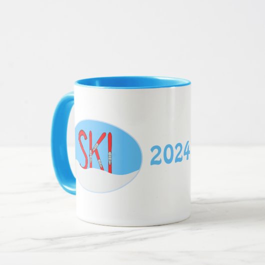 Mug Ovale de neige du ski (Devant gauche)
