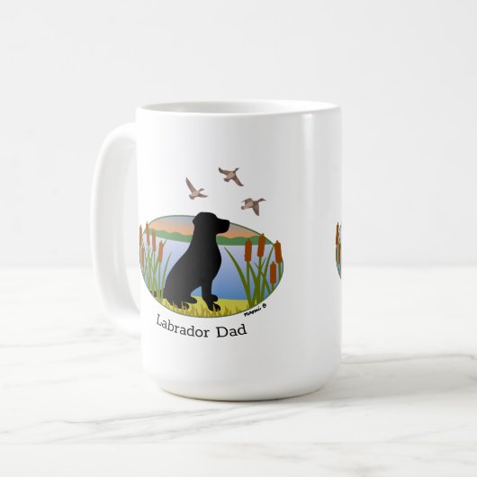 Mug Ovale du coucher de soleil des oiseaux du Labrador (Devant gauche)