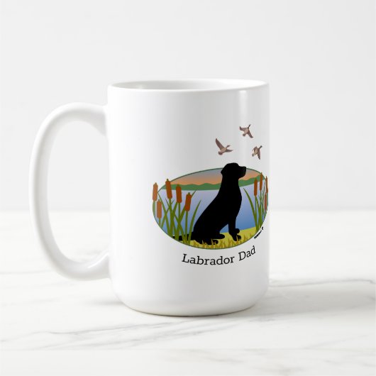 Mug Ovale du coucher de soleil des oiseaux du Labrador (Gauche)