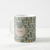 Mug Ovales rétro et Fleur Turquoise Personnalisé (Devant gauche)
