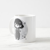 Mug Over It Round Aesthetic Chibi Girl Illustration (Devant gauche)