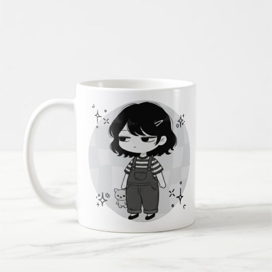 Mug Over It Round Aesthetic Chibi Girl Illustration (Gauche)