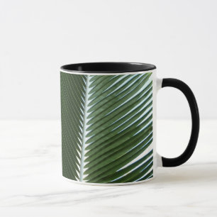 Mug Overlapping Palm Fronds Tropical Green Abstract