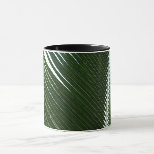 Mug Overlapping Palm Fronds Tropical Green Abstract (Centre)