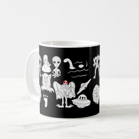 Mug OVNI, Alien, Bigfoot, Mothman, Dogman, Cryptides (Devant gauche)