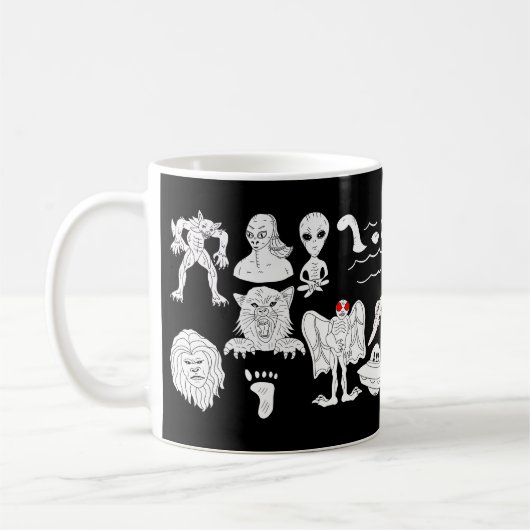 Mug OVNI, Alien, Bigfoot, Mothman, Dogman, Cryptides (Gauche)