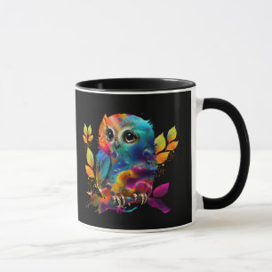 MUG OWL COLORÉ ABSTRAIT