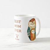 Mug Owl Famille Meilleure maman Ever Mère Nom de la Fê (Devant droit)