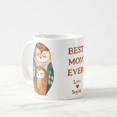 Mug Owl Famille Meilleure maman Ever Mère Nom de la Fê (Devant gauche)