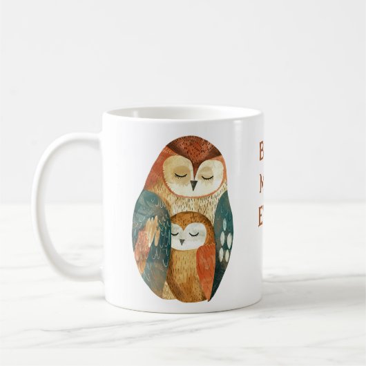 Mug Owl Famille Meilleure maman Ever Mère Nom de la Fê (Gauche)