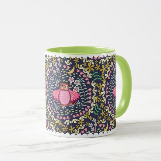 Mug Owl Folk Navy (Devant droit)