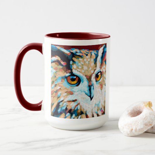 Mug Owl Painting - Gift for Animal Lovers (Avec donut)