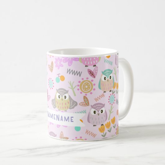 Mug Owl Pastel Pink (Devant droit)