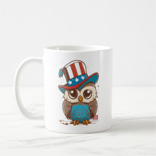 Mug Owl USA Independence Day 4 juillet hibou AMÉRICAIN