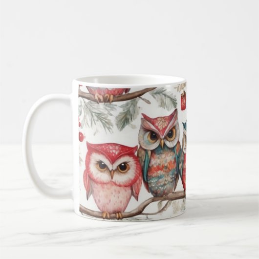Mug Owls on a Branch III (Gauche)