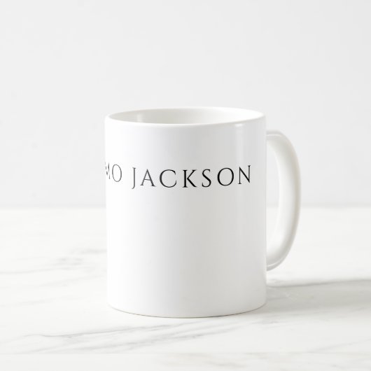 Mug Own Name Calligraphy Chic Plain Simple Black White (Devant droit)