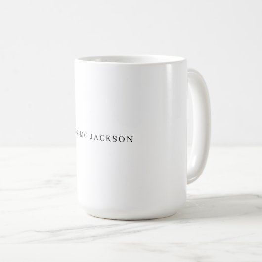 Mug Own Name Decorative Chic Plain Simple Black White (Devant droit)
