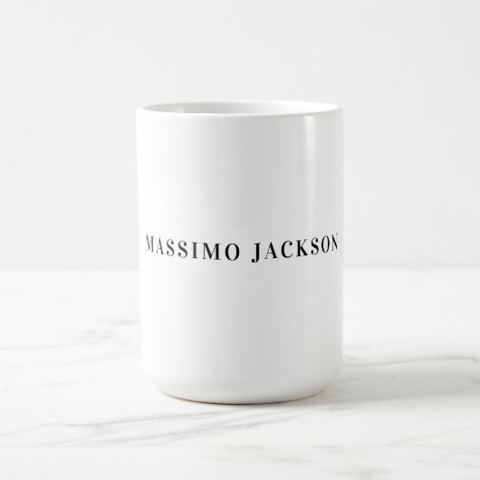 Mug Own Name Decorative Minimalist Plain Black White (Centre)