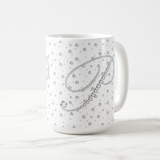 Mug P Monogramme initial Diamants blancs Imprimer (Devant droit)