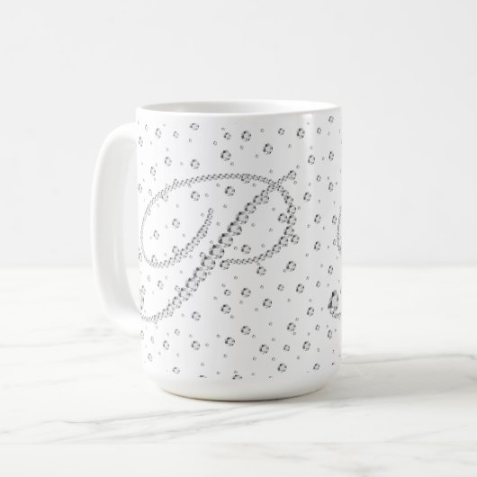 Mug P Monogramme initial Diamants blancs Imprimer (Devant gauche)