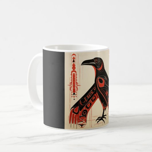 Mug Pacific Northwest art style raven (Devant gauche)