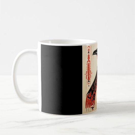 Mug Pacific Northwest art style raven (Gauche)