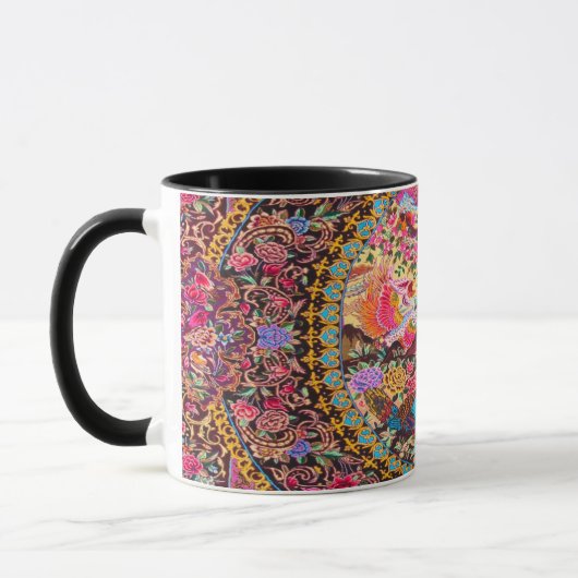 Mug Pacock bleu or rose Fleurs florales persanes (Gauche)