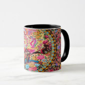 Mug Pacock bleu or rose Fleurs florales persanes (Devant droit)