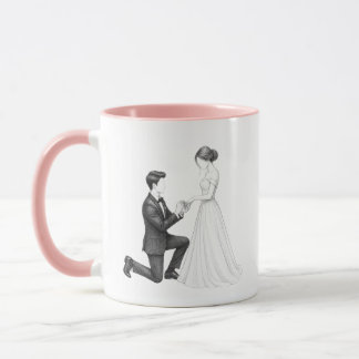 Mug Page de coloriage du couple à genoux dans une prop