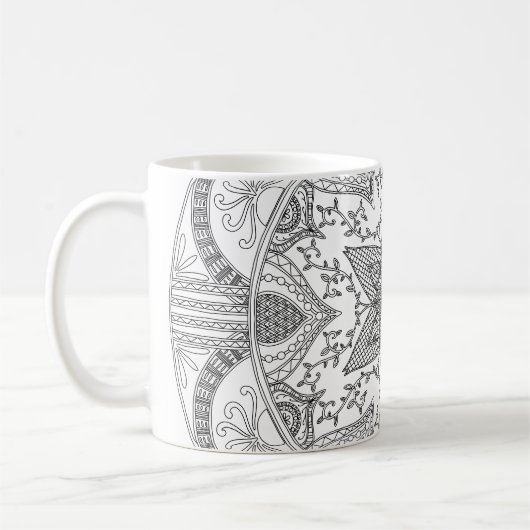 Mug Page de couleur Mandala noir et blanc (Gauche)
