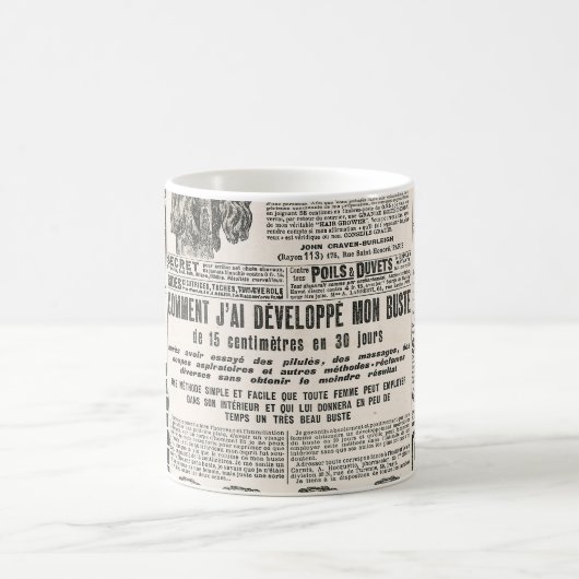 Mug Page de journal avec publicité antique (Centre)