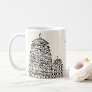 Mug Pagode de Saïgon Viêt-Nam Tirage d'encre de stylo