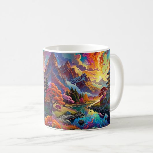 Mug Pagode et paysage coloré (Devant droit)