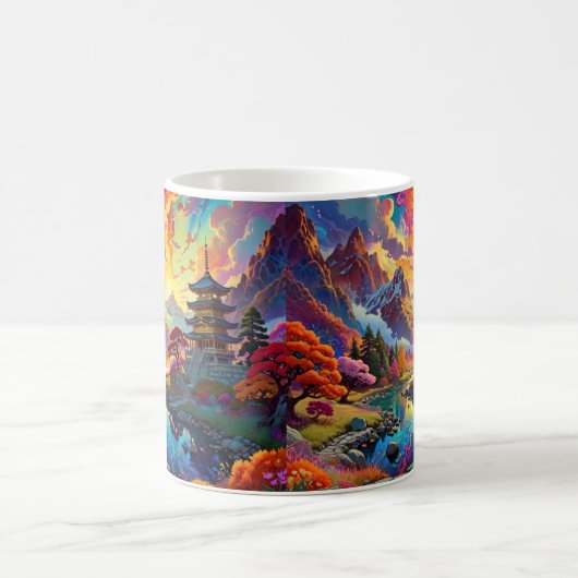 Mug Pagode et paysage coloré (Centre)