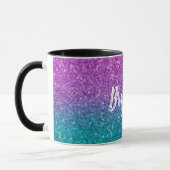 Mug Pailleté bleu sarcelle rose et violet (Gauche)