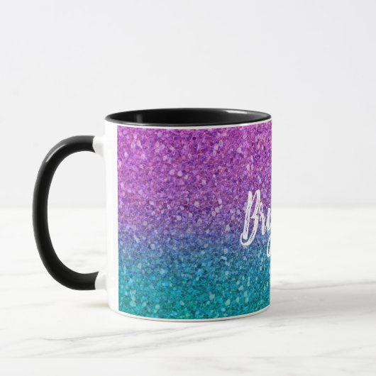 Mug Pailleté bleu sarcelle rose et violet (Gauche)