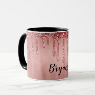 Mug Pailleté de rose doré jolies gouttes roses
